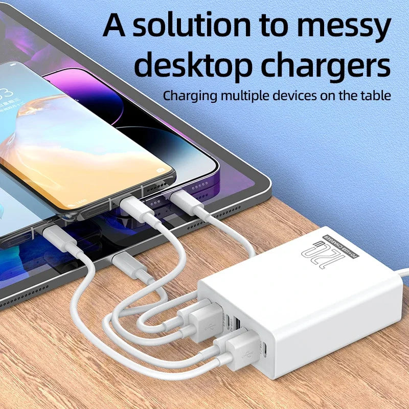 Xiaomi 120W Desktop Phone Charger Adapter Power Multiports USB Type-C Fast Charging EU/US/UK Plug For iPhone Xiaomi Huawei Plug