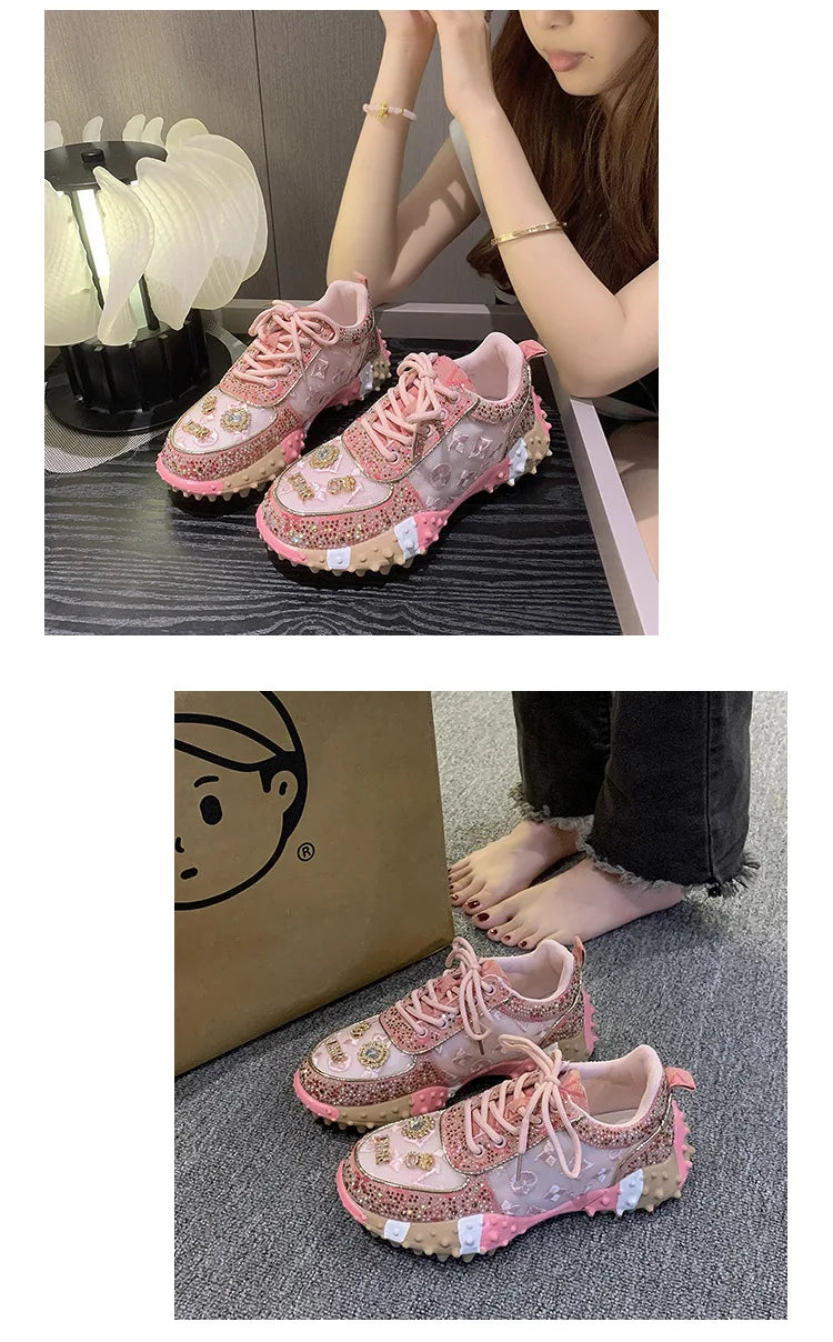 2025 Women Shoes New Rhinestone Women Sneakser Diamond Breathable Casual Designer Sneakers for Women Tenis Shose