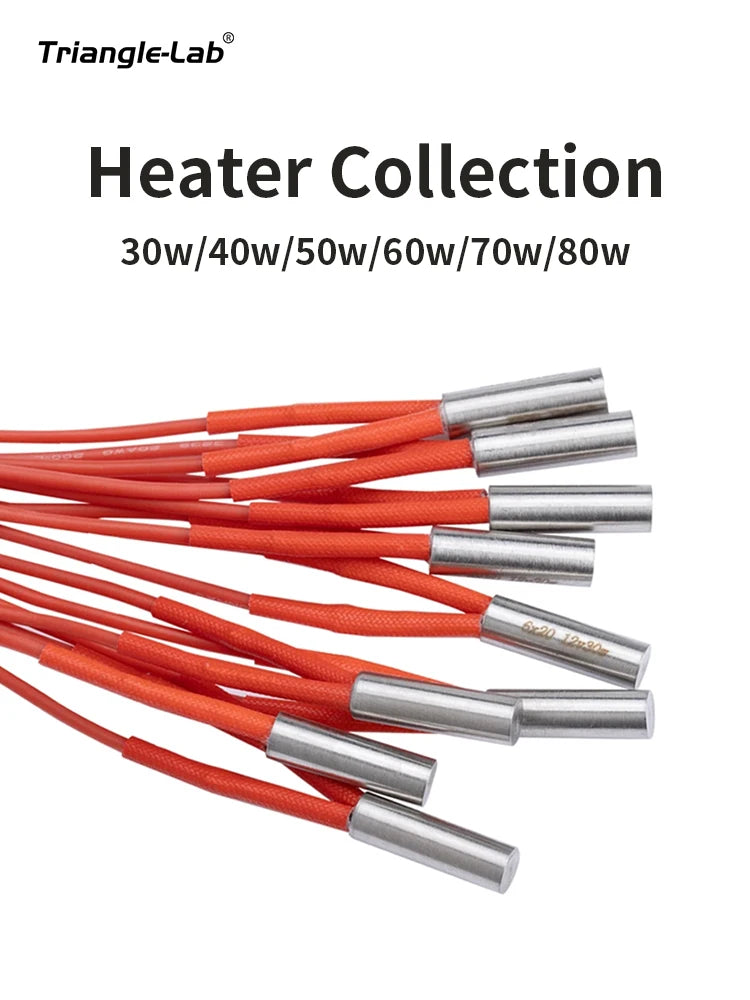 Trianglelab 3D Printer 6*20MM 12V/24V 40W Heater Cartridge With 100CM cable For 3D Printer for PT100 HOTEND Volcano MK8 MK9