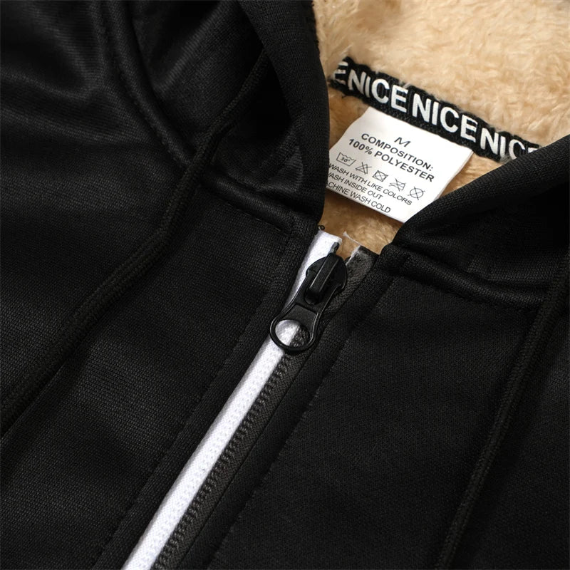 Men's Heavyweight Sherpa Fleece Lined Jackets Coats Windproof Zip Up Hoodie Winter Warm Hooded Sweatshirt Outerwear Outfits Tops
