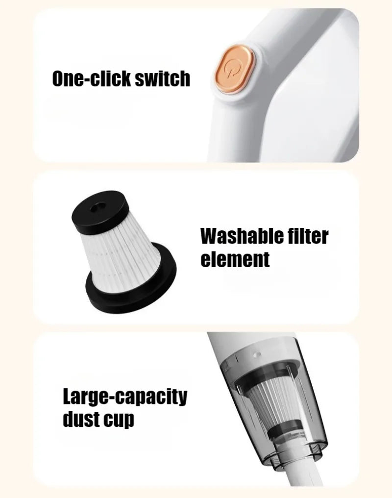Household Handheld Vacuum Cleaner Lightweight Strong Suction Power Wet Dry Dual-use Wireless Cleaner Portable Cleaning Appliance