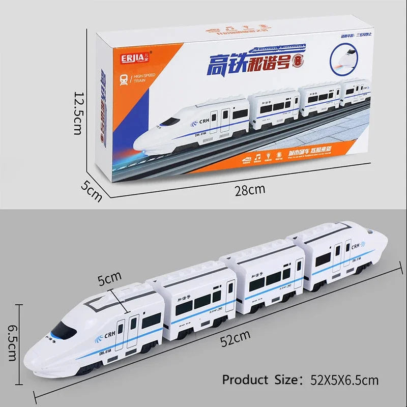 Kids DIY Simulation High Speed Railway Train Toy Car Electric Sound Light Model Train Educational Toys for Boys Girls Gift
