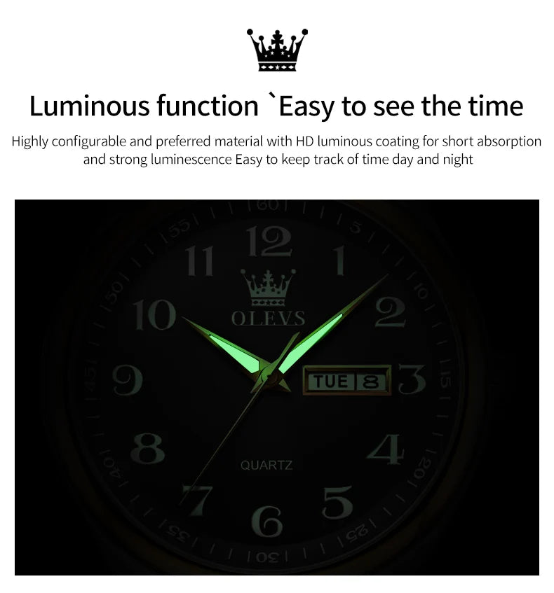 OLEVS 5567 Couple Watches Waterproof Luminous Wristwatch for Lover Date Men‘s and Women's Wristwatch Simple Fashion