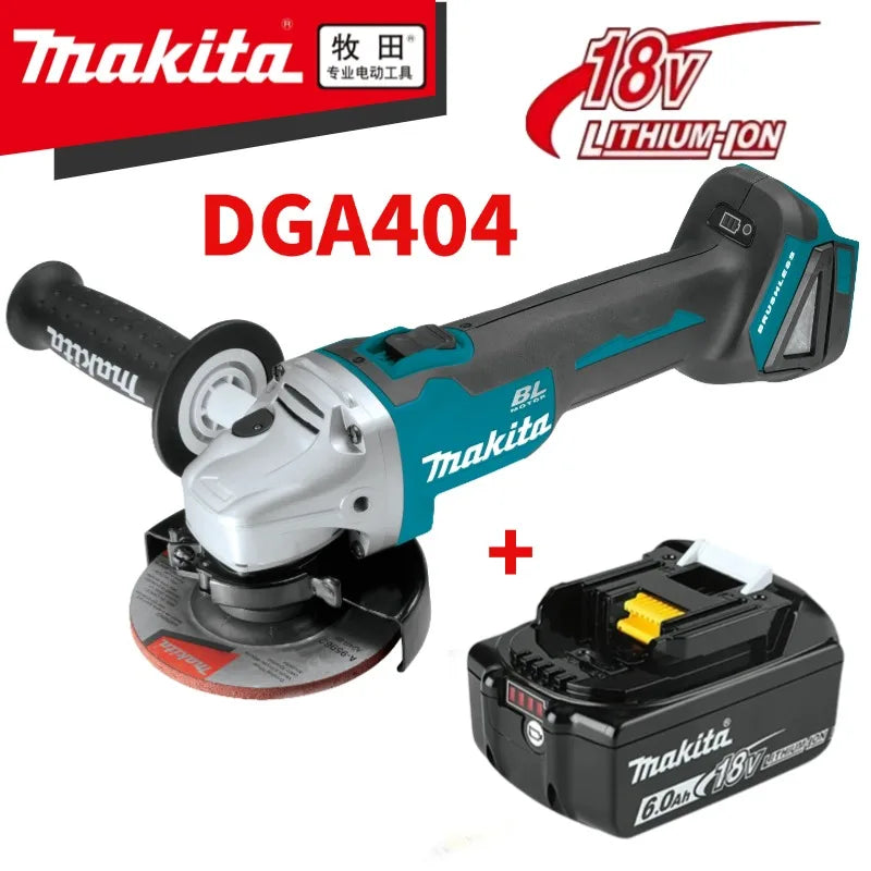 18V  Makita 125 DGA404 Brushless Lithium Electric Angle Grinder Rechargeable Cutting Machine High Power Polishing Machine