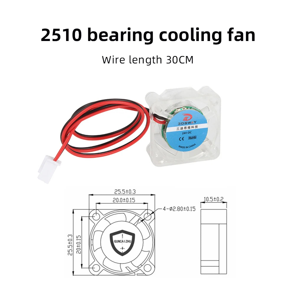 2510 3010 4010 Fan 3D Printer Fan DC 12V 24V Mini Brushless Cooling Fan Hydraulic Bearing Fan RGB LED for 3D Printer Accessories