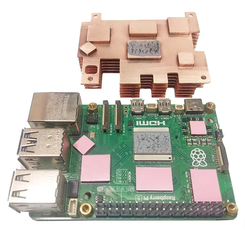 Raspberry Pi 5 Pure Copper Sheets Low-Profile Heatsink Protective Case Passive Cooling Protective Shell for Raspberry Pi 5