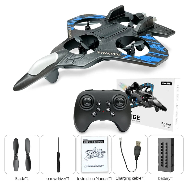 L101 RC Foam Airplane 2.4G RC Fighter Stunt Tumbling Helicopter with LED Colored Lights Airplane Model Toy