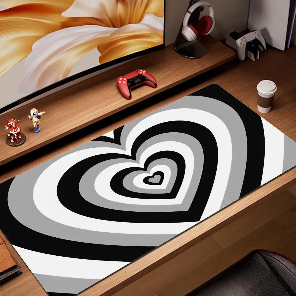 Coffee Love Heart Gaming Accessories Laptop Mousepad Rubber Anti-skid Keyboard Mat Computer Offices Game Desk Mat Pink Mousepad