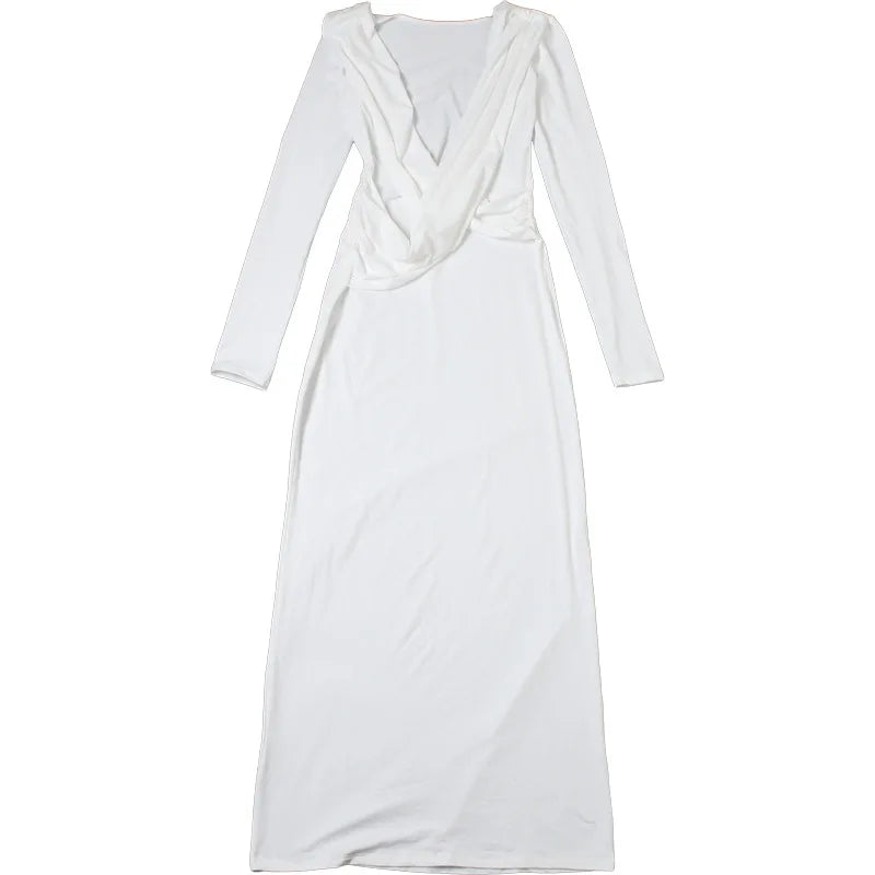 Women's Clothing 2025 Autumn New Style High-end Temperament Sexy Backless Dress Long Skirt Slim Fit Long Sleeved Dress