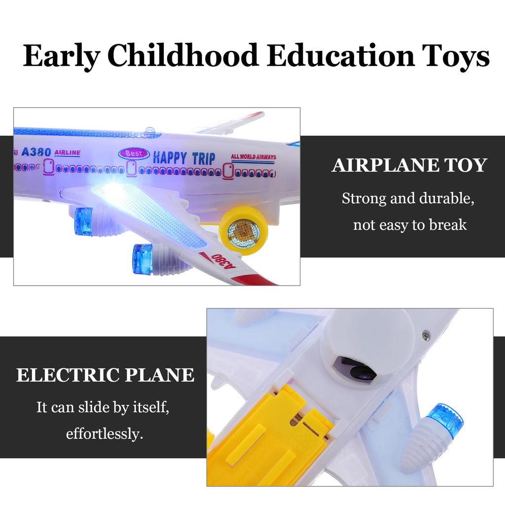 Electronic Aeroplane Toy with Music Autopilot Flash Sound Aircraft Automatic Rotation Plane Educational Toy Gift For Children