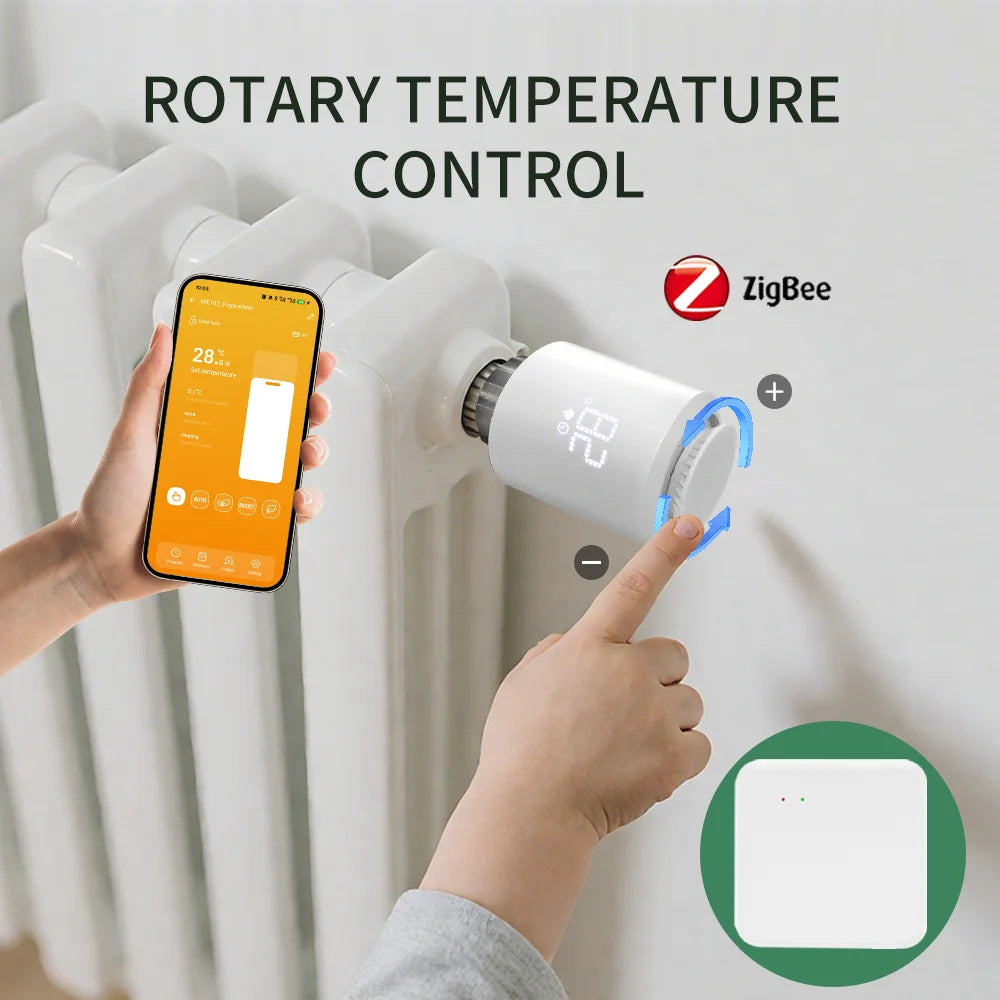 Tuya Zigbee 3.0 Thermostatic Valve Radiator Actuator Valve Zigbee Thermostatic Radiator Valve Head Temperature Controller Alexa