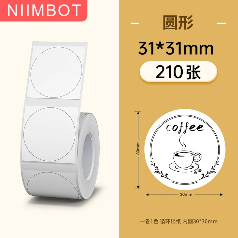 NiiMbot B1/B203 B21/B3s Label Printer Waterproof Anti-Oil Tear-Resistant Price Tag Pure Color Scratch-Resistant Label Paper