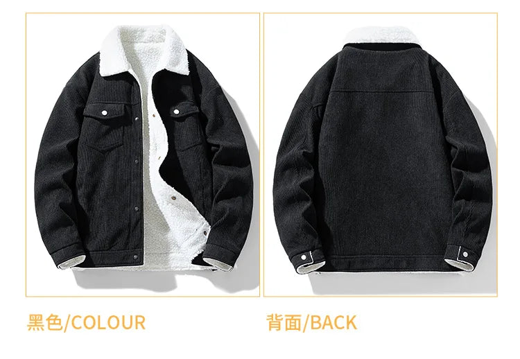 Men's Jackets and Coats Fashion Warm Corduroy Thick Coats 2024 Winter Fashion Men's Coats Down Jackets Men's Cotton Clothing