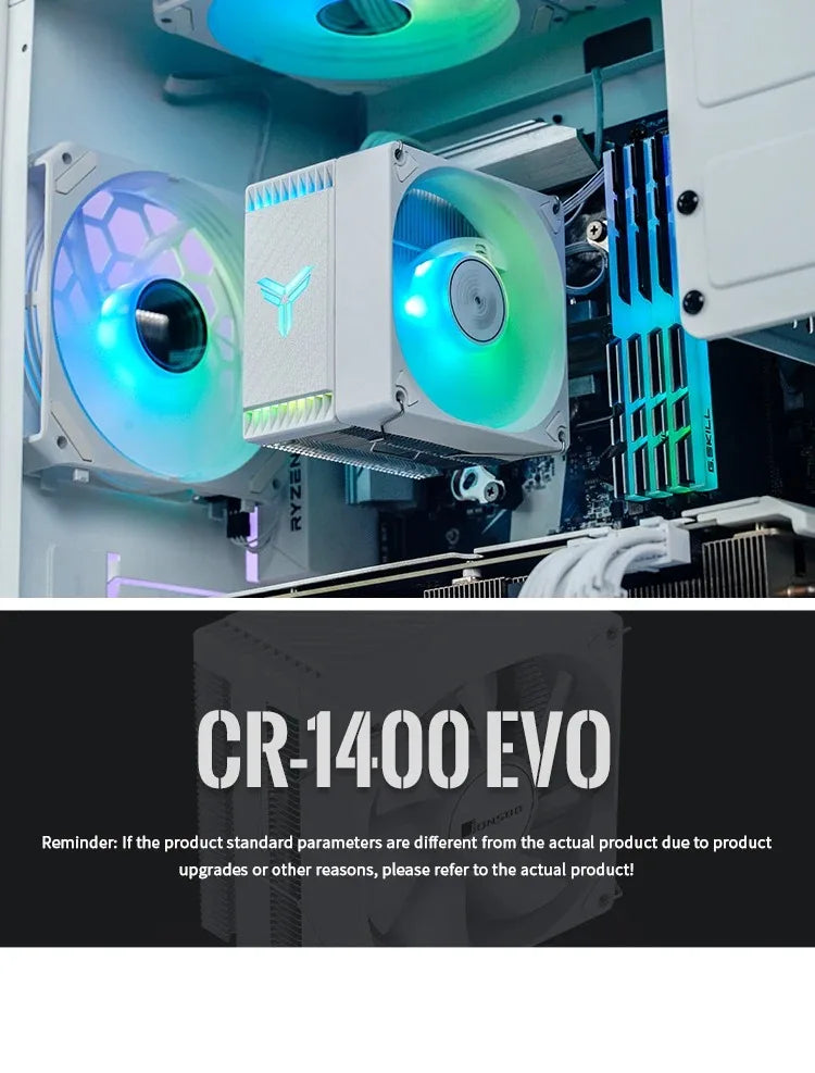 JONSBO-PWM Ventilador CPU, 4 Heat Pipe, CPU Cooler, Refrigerador de ar para Intel LGA1700, 1200, 115X, AMD, AM4, AM5,CR-1400 EVO