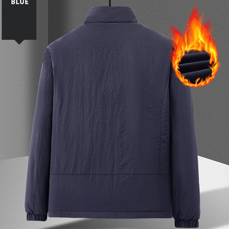 Jeep Spirit Men's Jacket for Spring and Autumn Leisure Stand Collar Fashion Warm Windproof Solid Color Coat