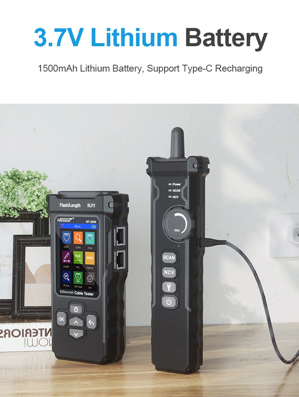 NOYAFA NF-8506 Network Cable Tester Multifunction Cable Tracker Support PING test/IP scan/Poe Measure Length Wiremap Tester