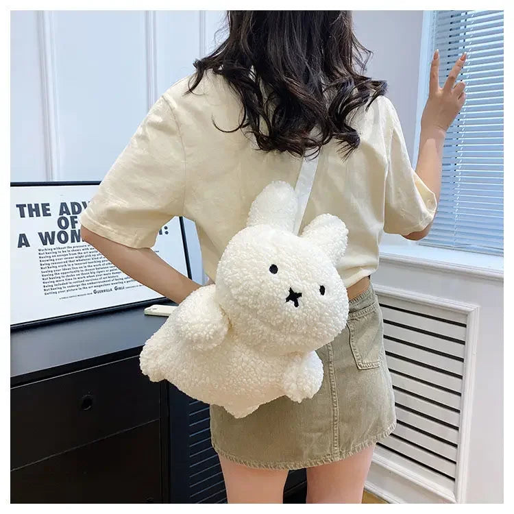 Kawaii Miffy Rabbit plush bag Doll Tote cartoon cute One shoulder Crossbody storage bag Birthday toy Christmas gift