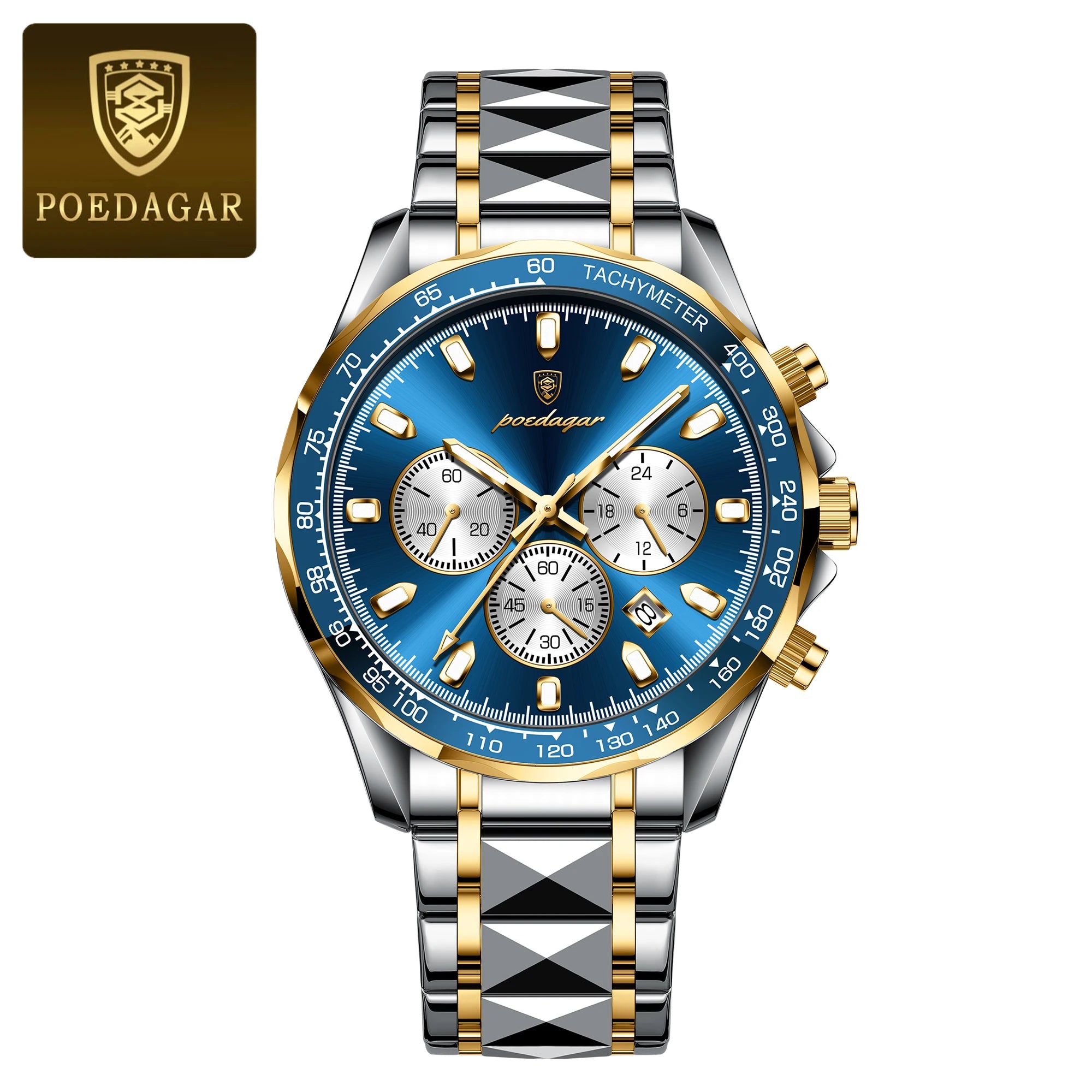 POEDAGAR Luxury Men's Watches Waterproof Luminous Date Chronograph Watch For Man Stainless Steel Fashion Sports Quartz Men Watch