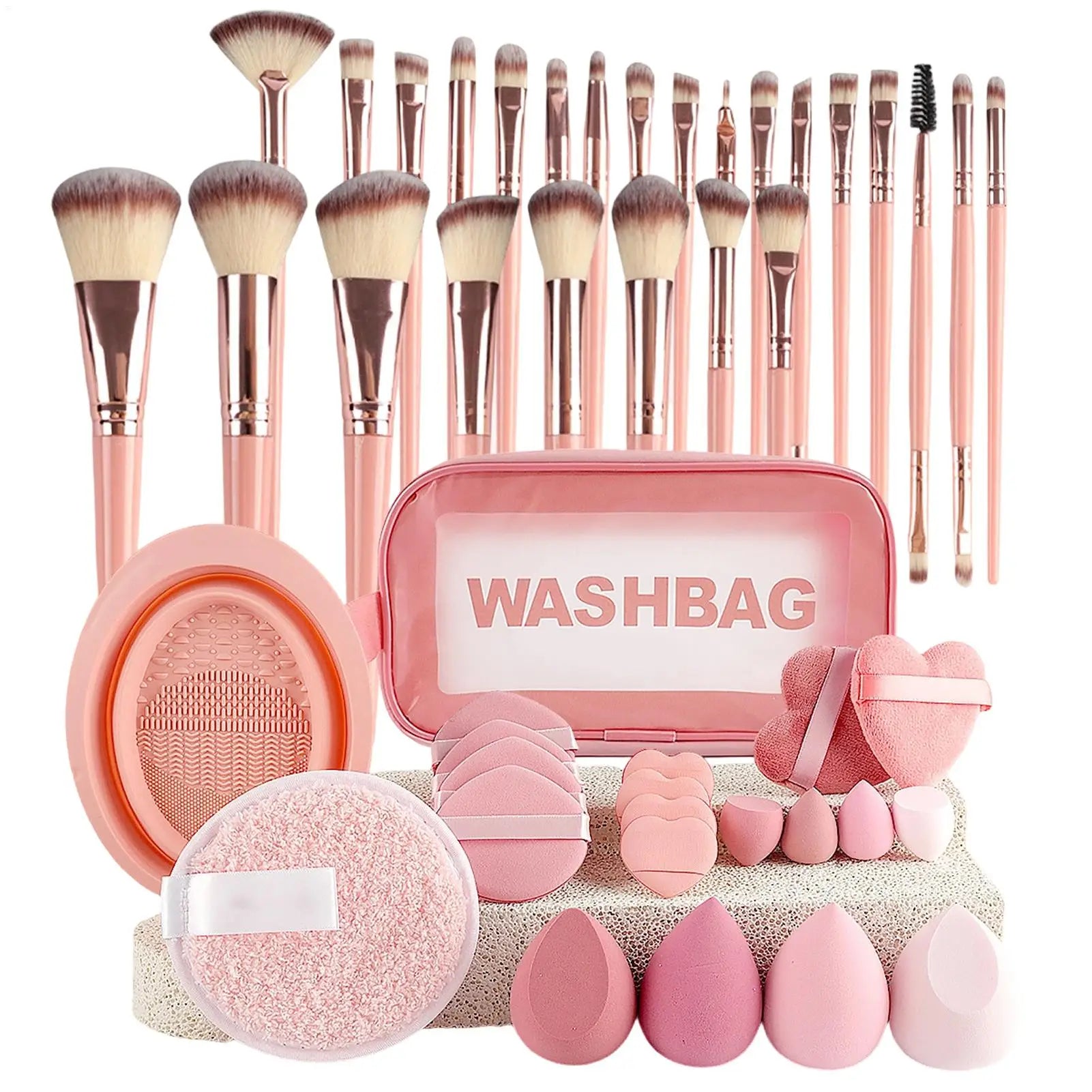 Makeup Tools Kit 46Pcs Foundation Makeup Brush Set Professional Makeup Sponge Removal Puff Cleaning Bowl Makeup Brush Set