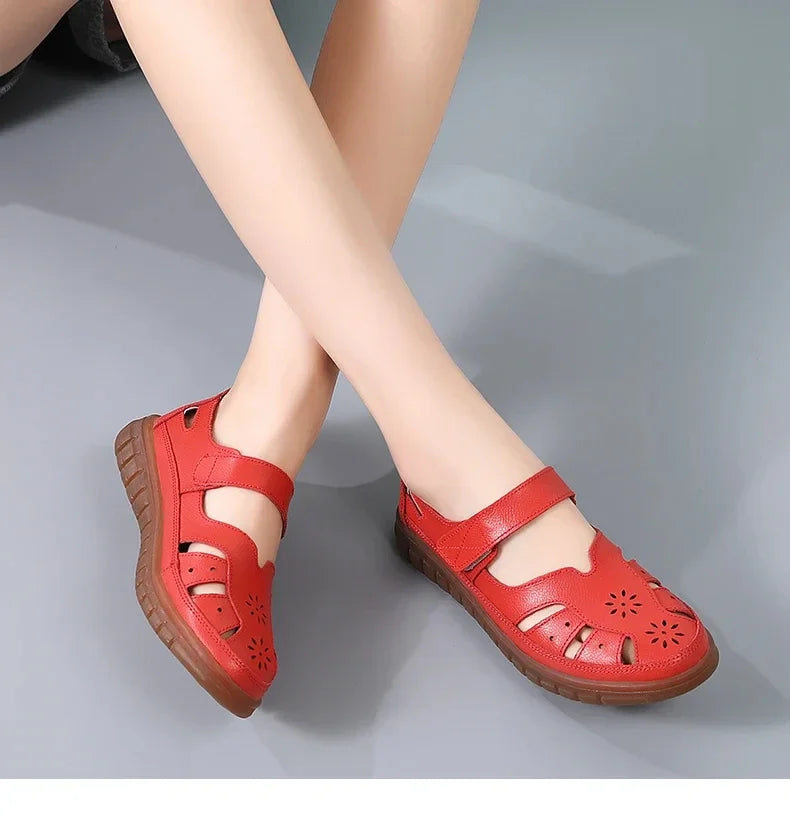 New Summer Women Sandals Ladies Roman Shoes Comfortable Flats Walking Slippers Covered Toe Beach Shoes Fashion White Shose