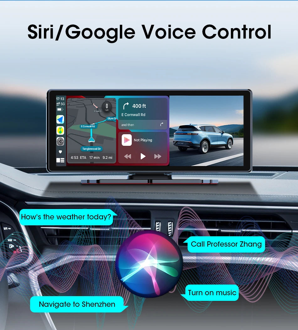 Vtopek 8.1 Inch 2.5K Dash Cam Wireless Carplay Android Auto Car DVR WiFi GPS Navigation Rearview Camera Dashboard Video Recorder
