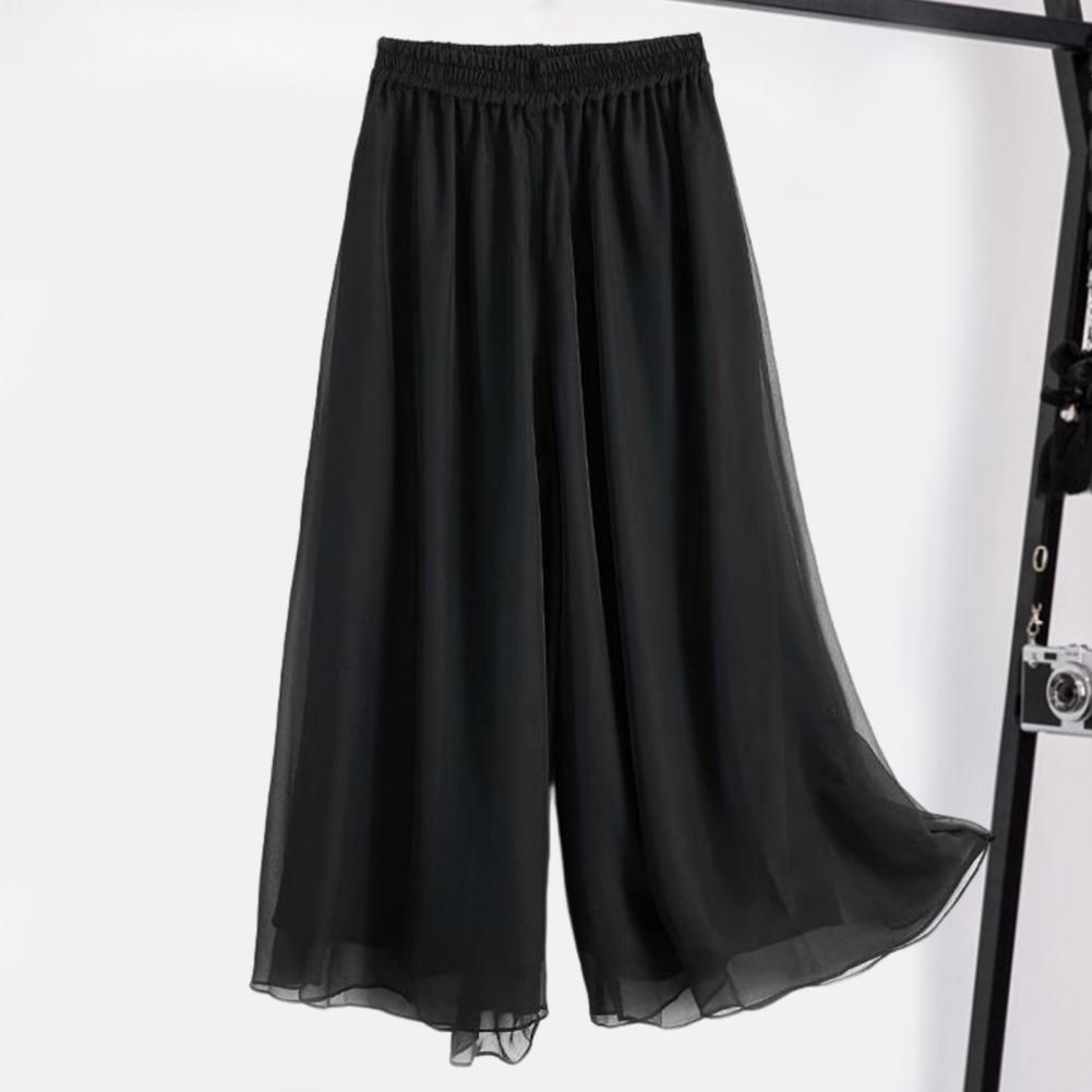 Women Chinese Classical Dance Clothing Female Elegant Trousers Practiice Clothes Modern Elastic Waist Ethnic Pants White Black