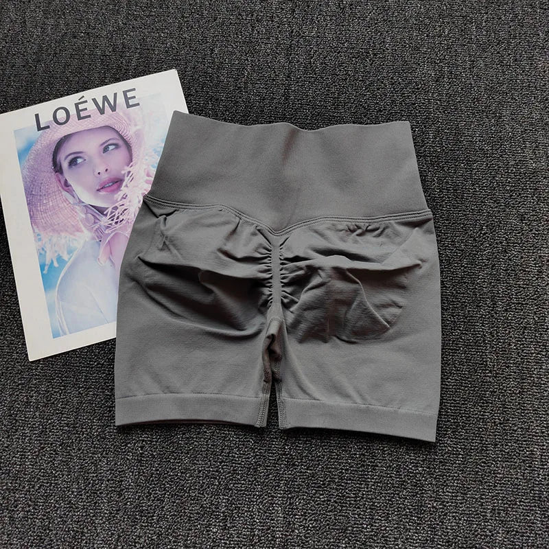 Yoga Shorts Peach Hot Girls Three-Cross Pants High Waist Knitted Pressure Running Sport Elastic Belly Lifting Butt Tight Pants