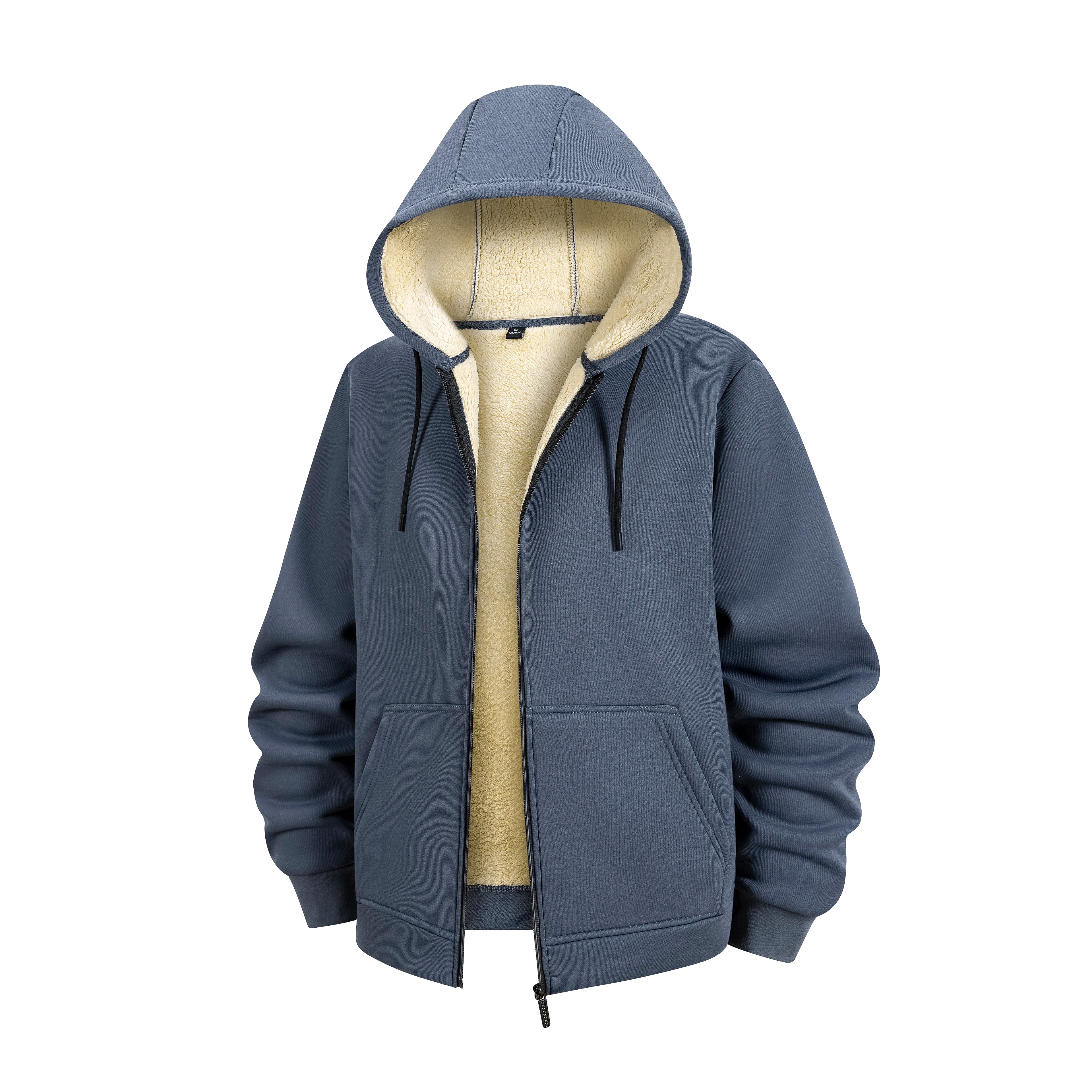 Winter Lambswool Coats Thicken Warm Jackets Long Sleeve Zipper Hoodies Casual Sports Fleece Black Coat Hooded Men Outdoor Jacket