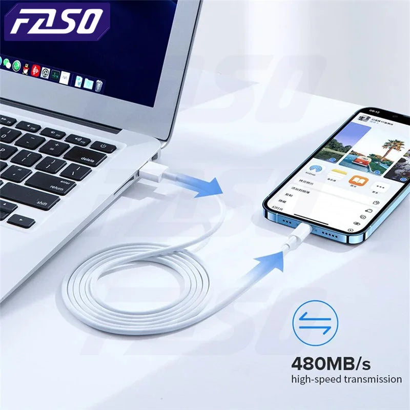 FASO Quality USB Charger Cable for iPhone 14 8 7 6S Plus 13 12 Pro XS Max XR SE Fast Charging Cord Data Sync Line 1m 2m 3m