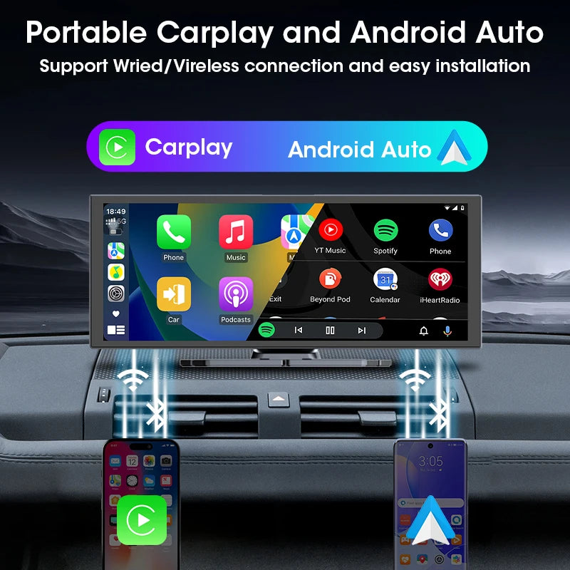 Develuck NEW 11.26 inch 4K DVR Wireless CarPlay and Android Auto Portable Dash Cam Car Screen Video Recorder 5G WIFI Navigation