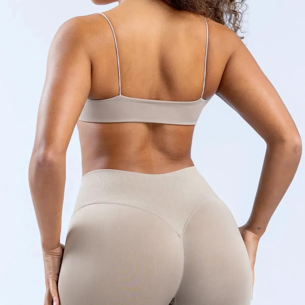 Strap Women Seamless Strappy Back Yoga Bra Medium Support Gym Crop Top Padded Sports Bra Fitness Top Wrap The Chest