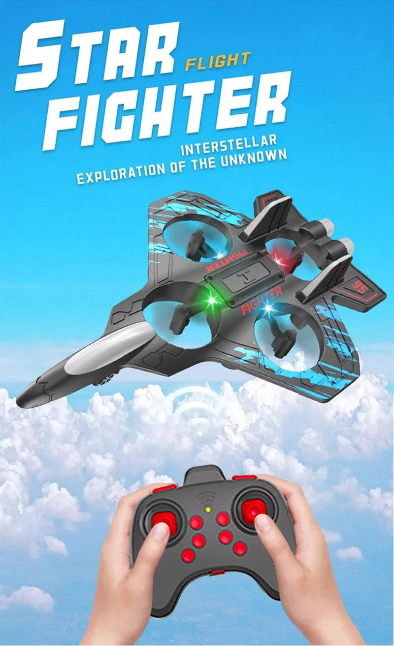 Glider Flying Helicopter RC Hobby Jet Plane 2.4G Stunt Remote Control Foam Fighter Airplane Toy With Light