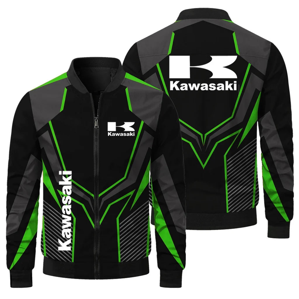 New Kawasaki Printed Men's Jacket Casual Motorcycle Jacket Fashion Outdoor Cycling Racing Jacket Sports Kawasaki Clothing