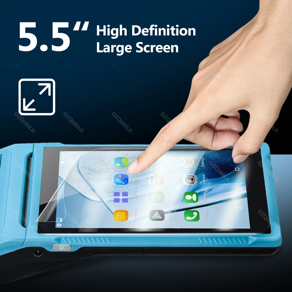4G 3G Android 12/8.1 PDA POS System & 58mm Thermal Printer Bluetooth WiFi Handheld POS Terminal 5.5'' Touch Screen Loyverse app