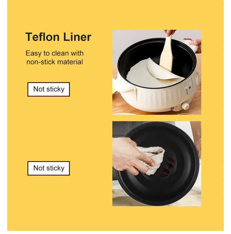 Multi Cooker Multifunctional Electric Pan Non-stick Cookware Rice Cooker Multi Ramen Soup Hotpot for Dormitory Kitchen 220V EU