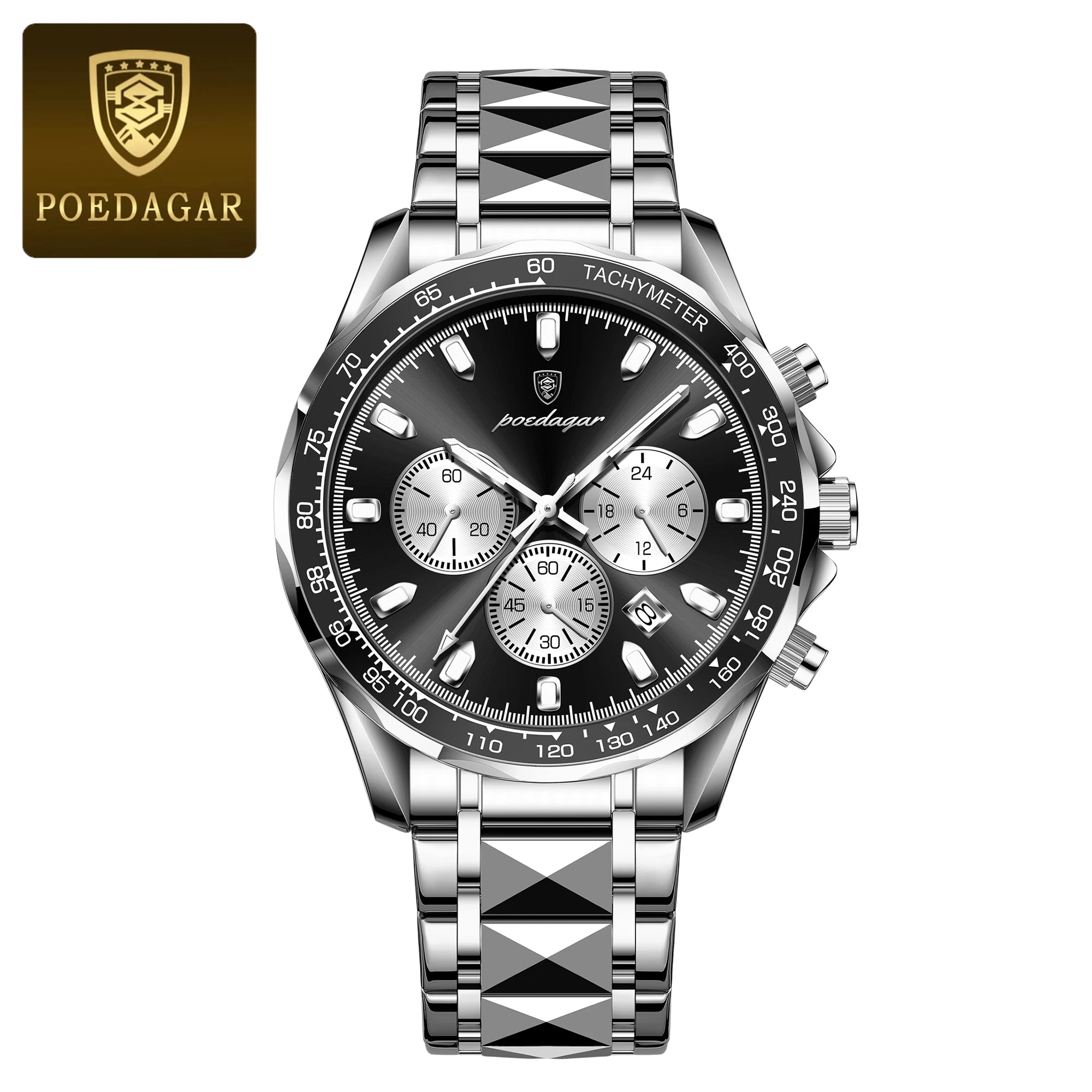 POEDAGAR Luxury Men's Watches Waterproof Luminous Date Chronograph Watch For Man Stainless Steel Fashion Sports Quartz Men Watch