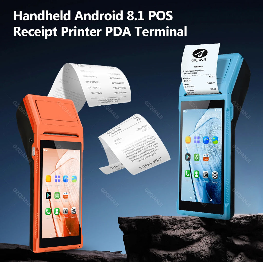 4G 3G Android 12/8.1 PDA POS System & 58mm Thermal Printer Bluetooth WiFi Handheld POS Terminal 5.5'' Touch Screen Loyverse app