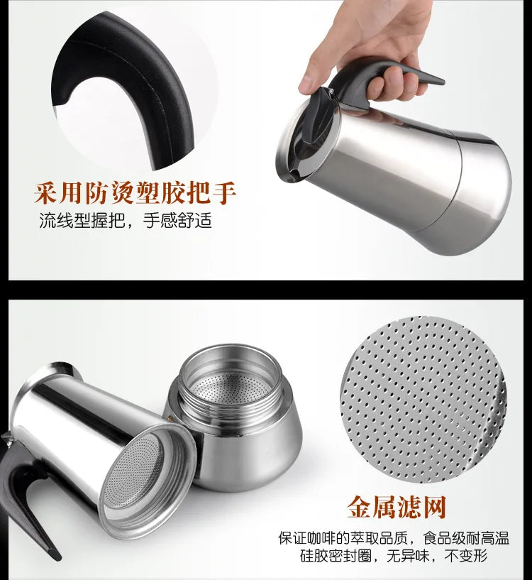 Stainless Steel Italian Mocha Pot Coffee Pot European Concentrated French Coffee Pot