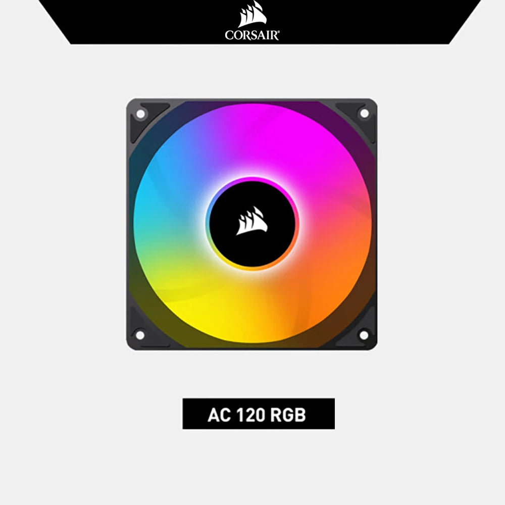 CORSIR AC120 RGB Fan Heat Sink High Air Flow Pressure/5V RGB High Performance/8 LED Lights 120MM Black/White