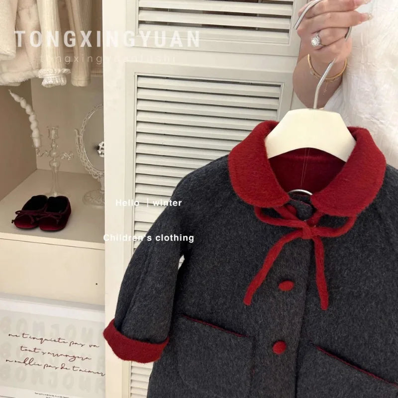 Children's clothing 2023 winter new fashionable double-sided woolen coat children's woolen coat