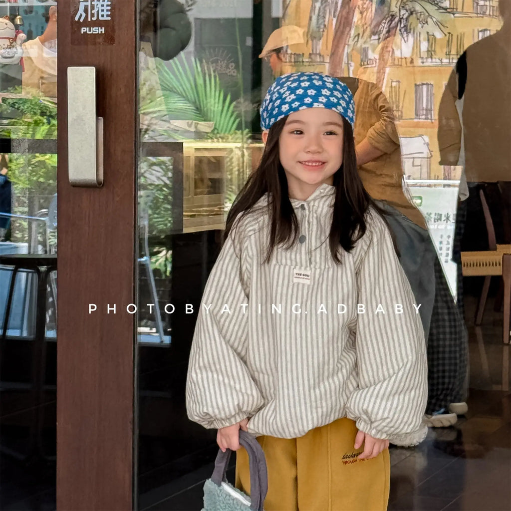 Cotton Clothes 2025 Autumn Winter New Childrens Clothing Korean Style Boys and Girls Fashion Pullover Hooded Cotton Clothes