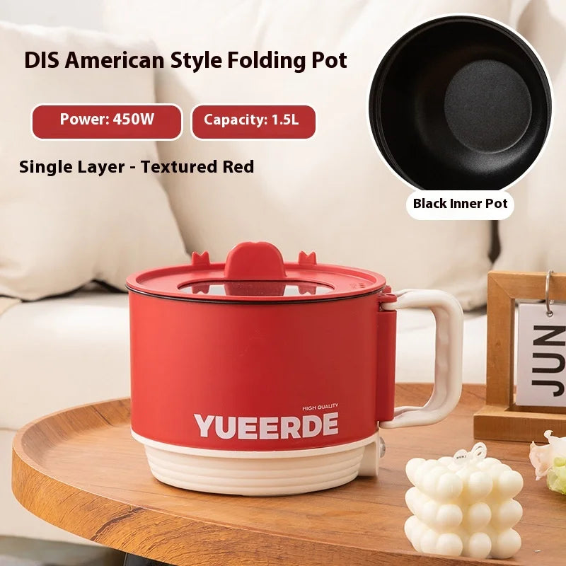 Portable Electric Heating Pot 1.5L Multi-purpose Cooker with Cover Automatic Temperature Control Fast Cooker for InstantNoodles