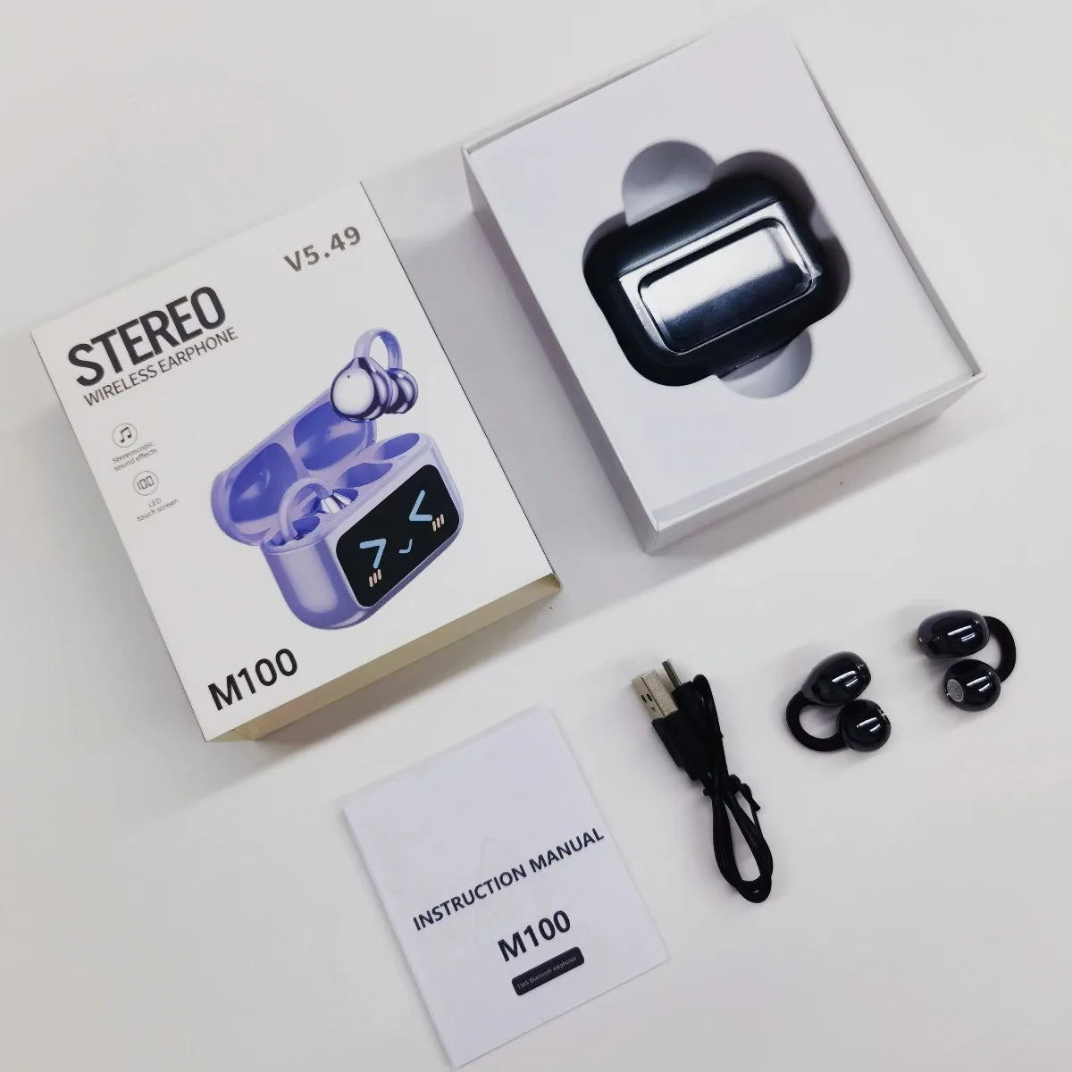 Wireless Ear Clip Earphones with Touch Screen 144 Languages AI Real Time Translation Headphones Smart Bluetooth Earbuds Device