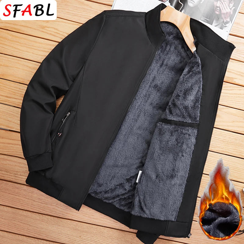 Warm Fleece Autumn Winter Jackets for Men Business Office Dress Coat Casual Men's Winter Jacket Solid Color Luxury Outerwear Man