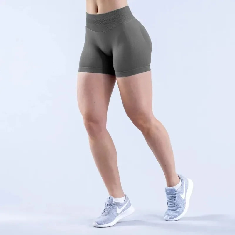 Summer High Waisted Yoga Shorts for Women Fashionable and Sexy Running Fitness Pants Solid Color Yoga Leggings Elastic Tights