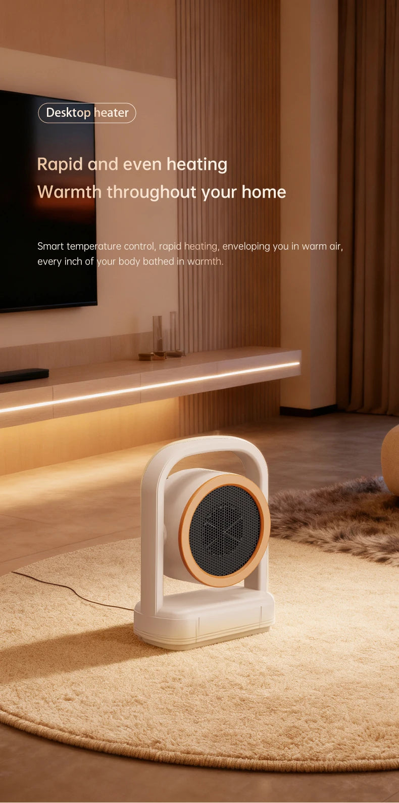 Desktop Heater Electric Heater Hot Air Blower Portable Heater Mini Energy Saving for Office Room Dormitory Home Appliance Warmer