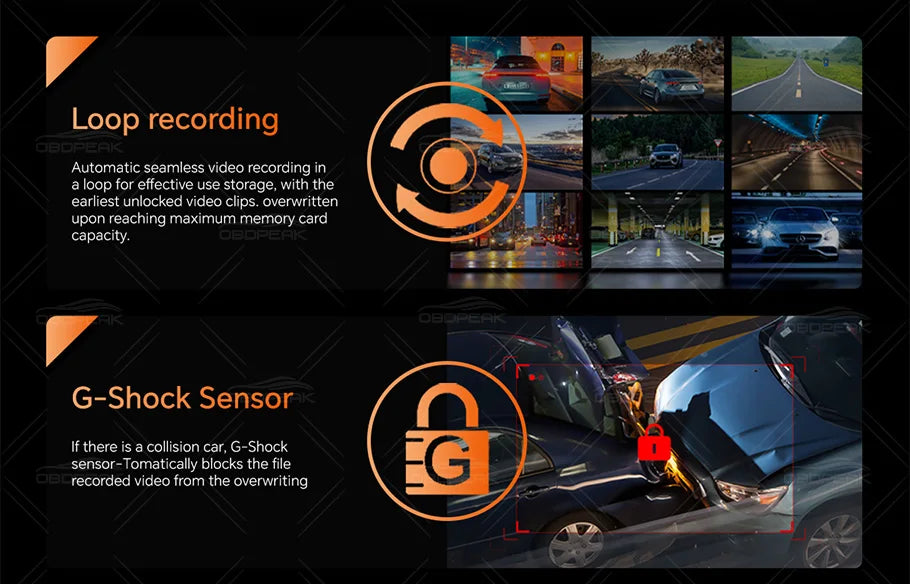 OBDPEAK K8 Pro Front 5K Rear 1080P Dash Cam Camera 11.3" Touch Ai Screen Carplay & Android Auto GPS Navigation Night Vision DVR