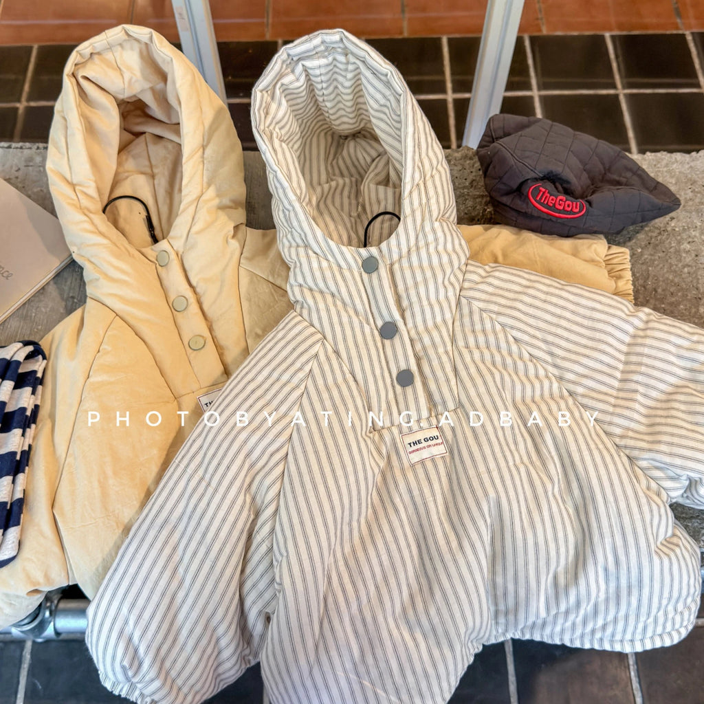 Cotton Clothes 2025 Autumn Winter New Childrens Clothing Korean Style Boys and Girls Fashion Pullover Hooded Cotton Clothes