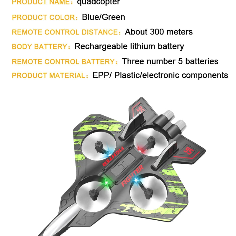 Glider Flying Helicopter RC Hobby Jet Plane 2.4G Stunt Remote Control Foam Fighter Airplane Toy With Light