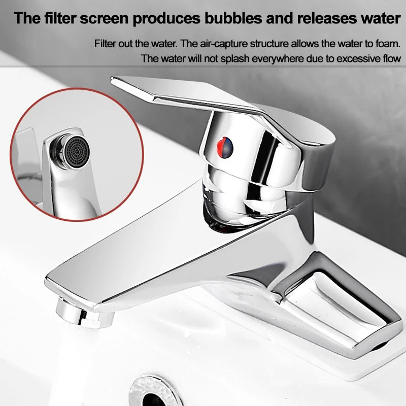 Household Bathroom Basin Faucet, with Dual Control for Hot and Cold Water, Made of High-quality Copper or Alloy Material